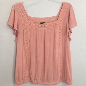 Torrid Pink Lace Short Sleeve Blouse | 2X